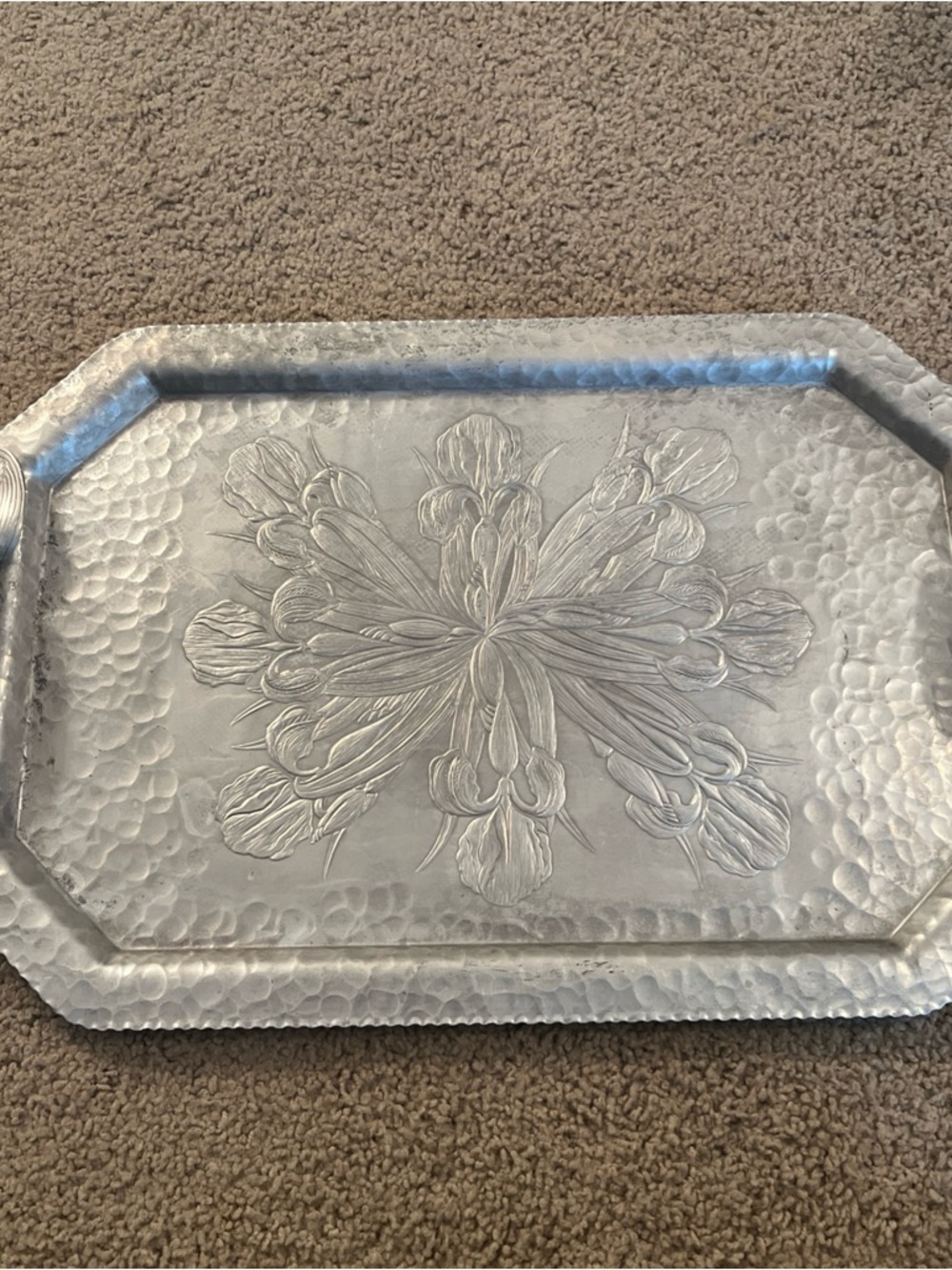 Continental Mark Silverlook Aluminum Handled Tray~Hand Wrought Serving Platter